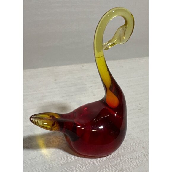 Olands Hyttan Sweden Blown Glass Swan Paperweight Figure 2.75” Stunning - Picture 3 of 8